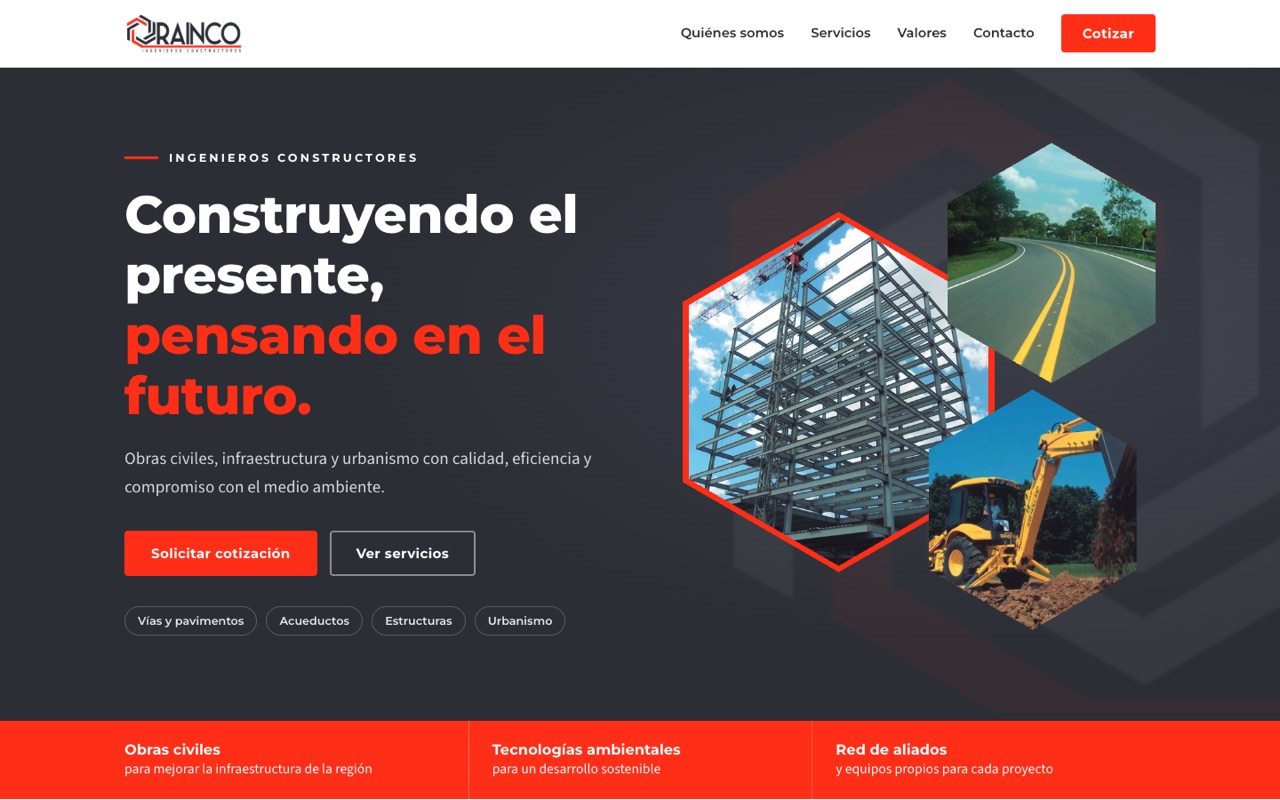 Captura de la página web de RAINCO Ingenieros en escritorio